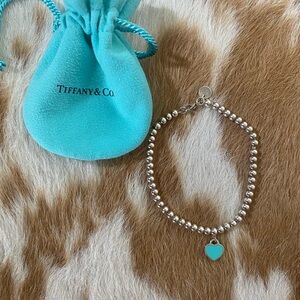 Tiffany & Co. Silver Bracelet with Turquoise Heart Charm